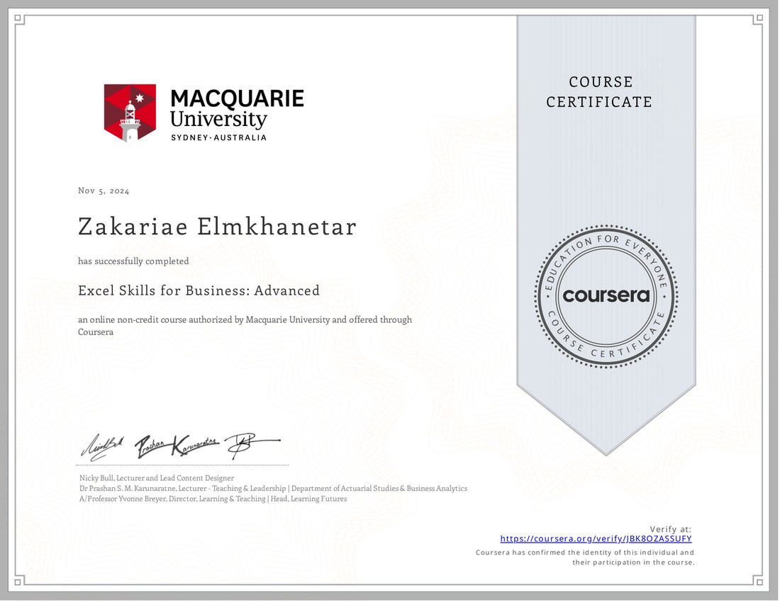 Excel Skills for Business Advanced